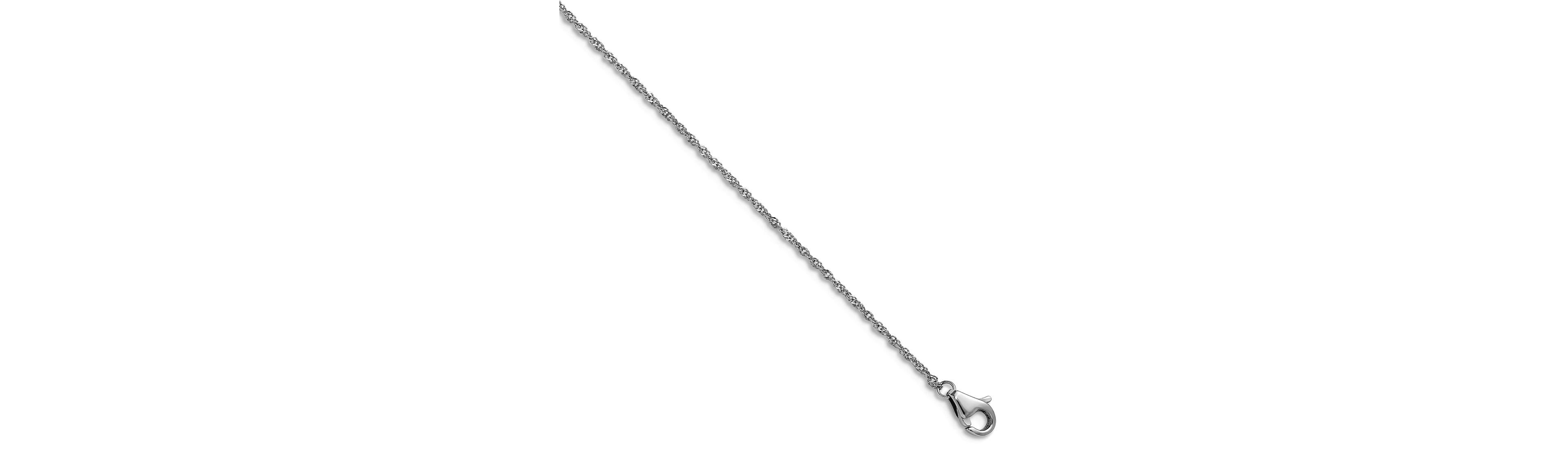 Curata Jewelry Solid 950 Platinum 1.1mm Singapore Chain Necklace