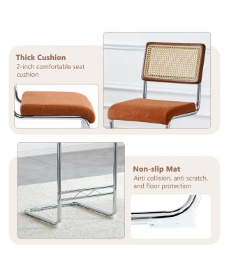 Woven Bar Stool Set with Solid Wood Backrest, Counter Stool