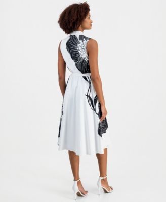 Women's Sleeveless Belted Fit & Flare Dress