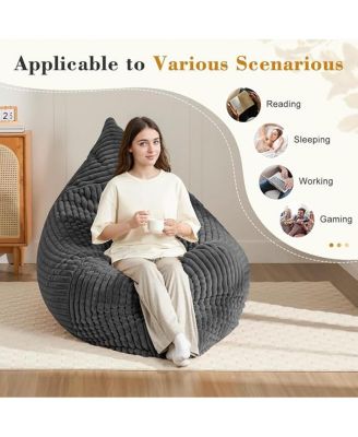  Large Corduroy Bean Bag Lounger with Removable Cover