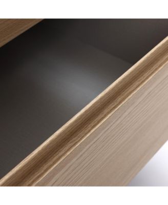 19.7" Snowy Oak Nightstand with Drawers, Modern Bedside Table with Faux Travertine Top