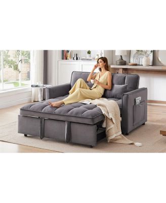 Modern Velvet 3-in-1 Convertible Sofa Bed with Storage