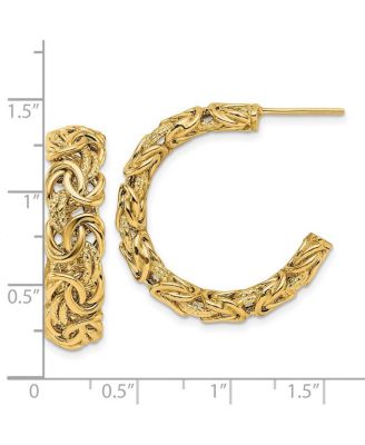 Solid 18k Yellow Gold Italian Byzantine Half Hoop Earrings