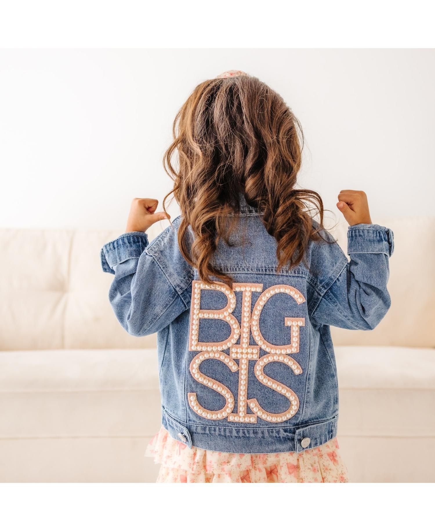 Big Girls Sis Pearl Patch Denim Jacket