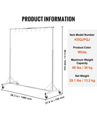 Painting Rack, Adjustable Height Automotive Paint Stand, Painting Drying Rack with 8 Hooks, 4 Wheels, 66 lbs Capacity for Repair Shops