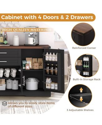 63" Farmhouse Barn Door Storage Cabinet with 2 Drawers & Door Rack