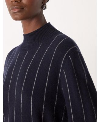 Women's Stripe Wool Funnel Neck Knit Sweater