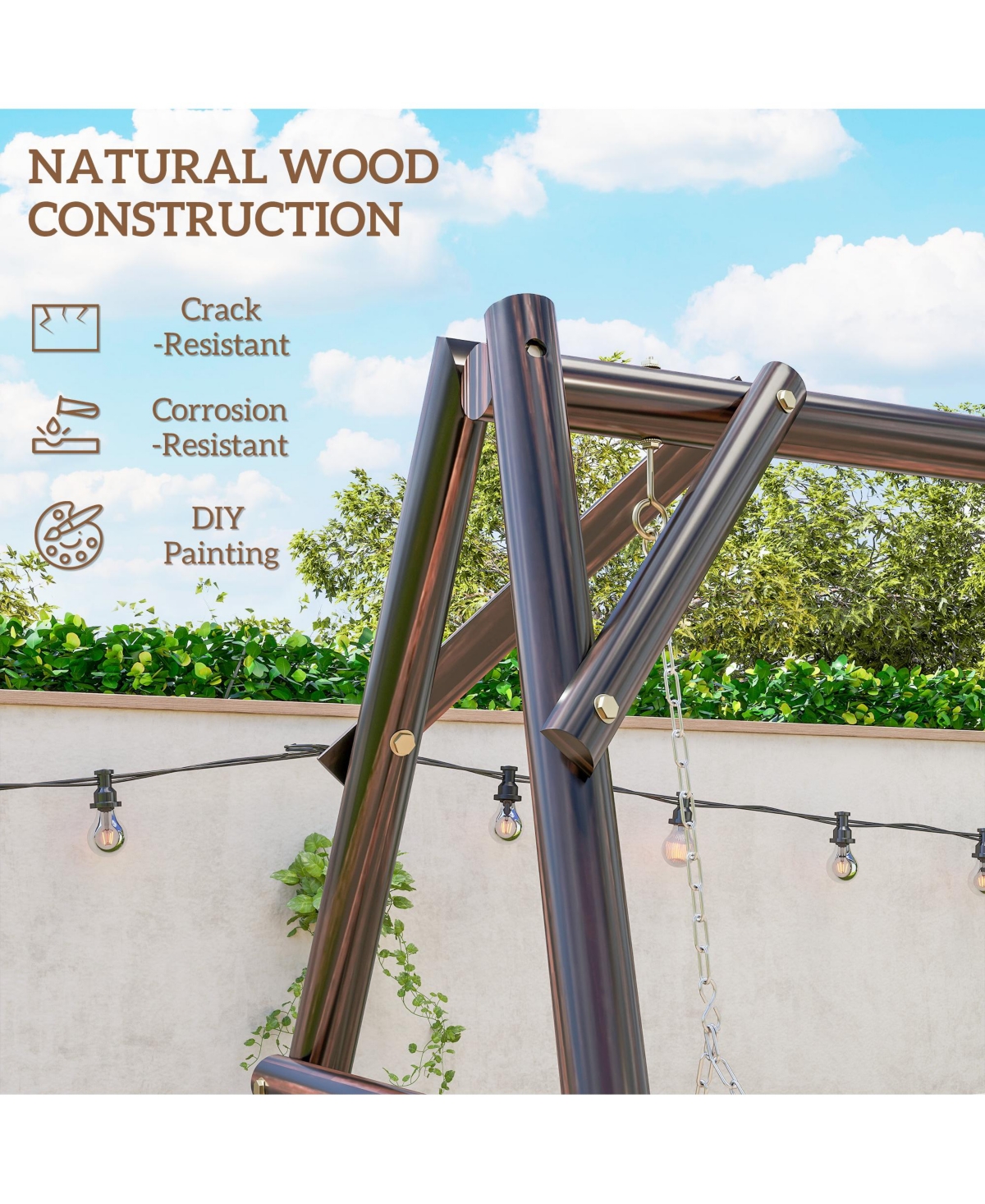 Outsunny 660lbs Porch Swing Frame, Swing Chair Sd Only for Diy Painting