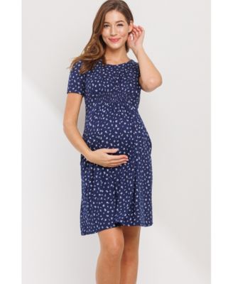 Maternity Floral Empire Waist Short Sleeve Dress