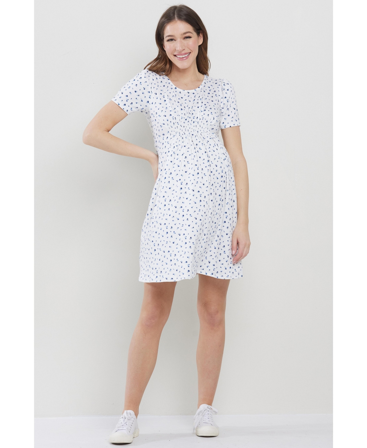Hello Miz Maternity Floral Empire Waist Short Sleeve Dress