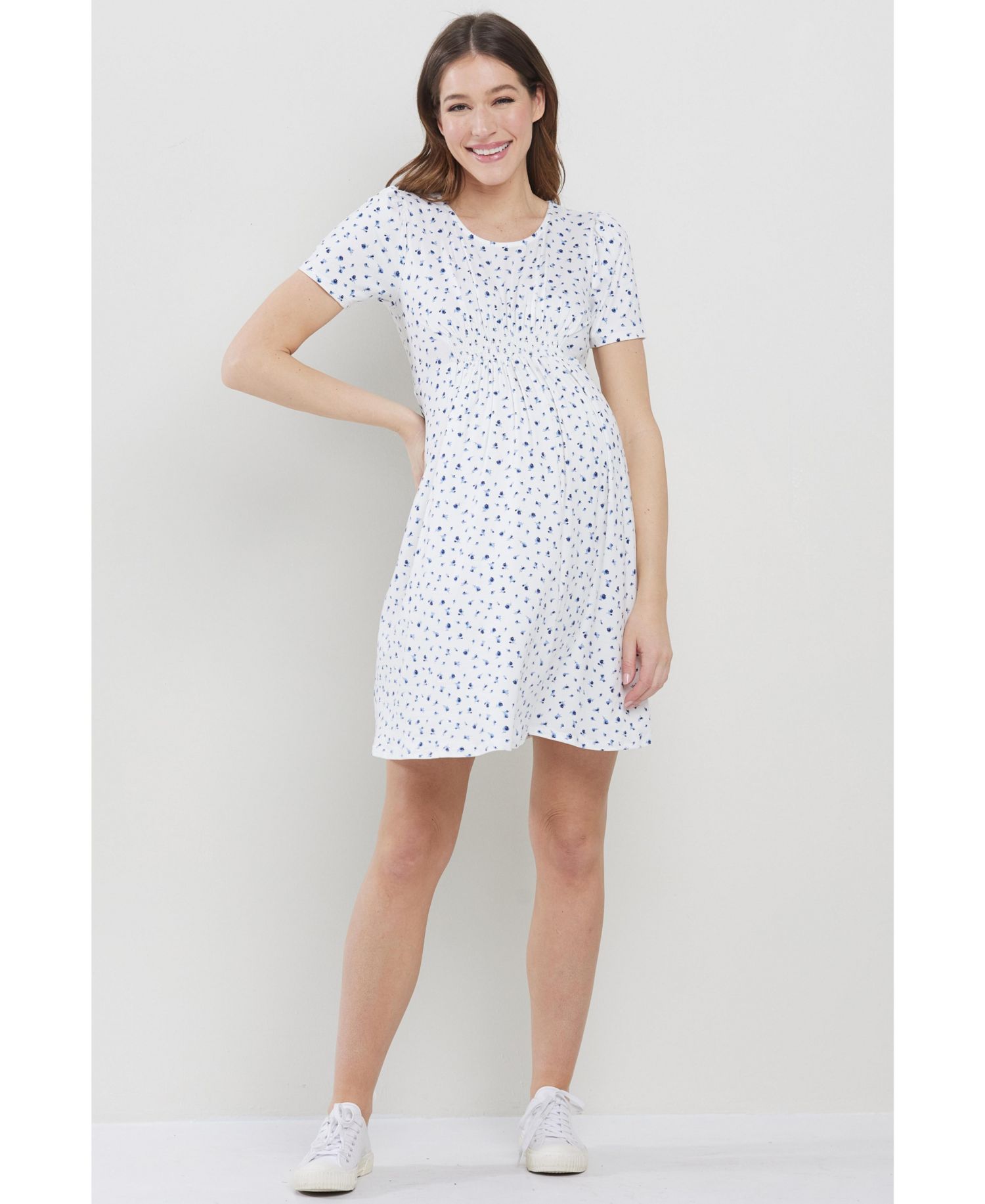 Women's Floral Empire Waist Short Sleeve Dress