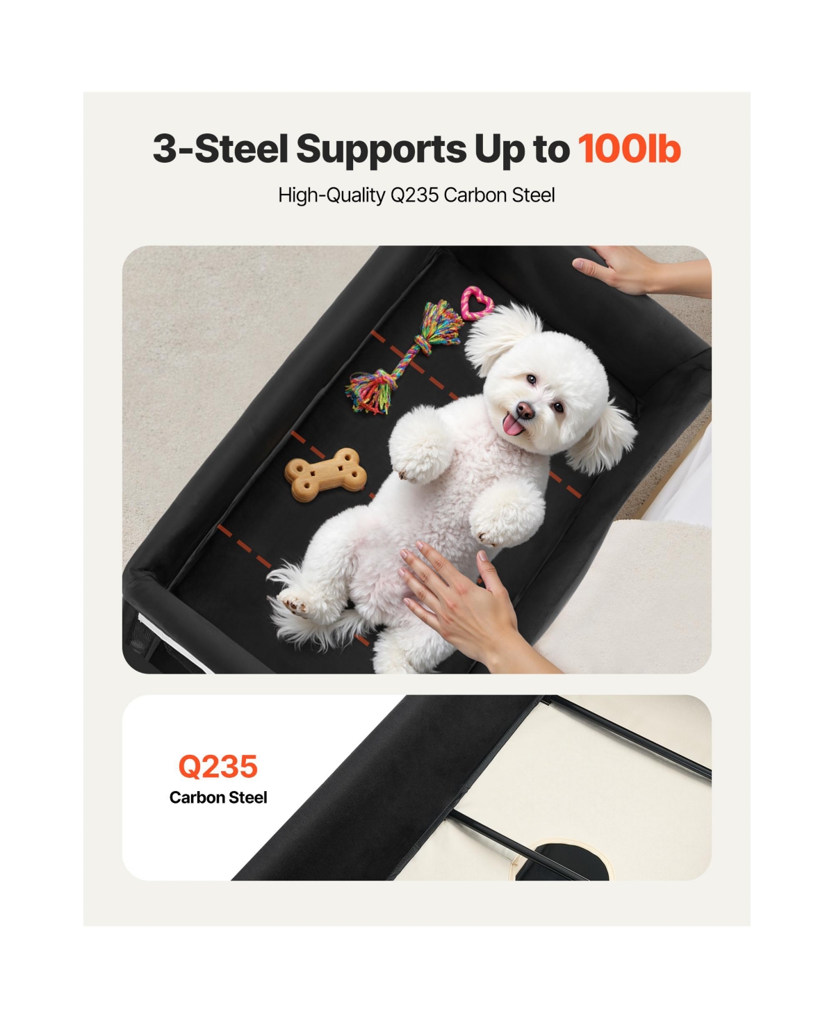 Aostirmotor Portable Elevated Pet Bed with Storage Bag & Wheels, Foldable Cot for Dogs & Cats