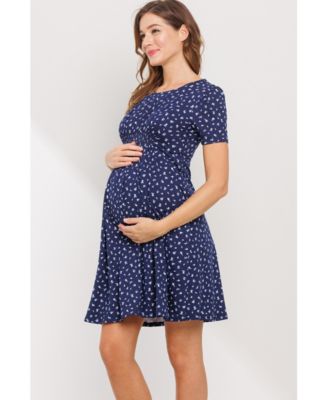 Maternity Floral Empire Waist Short Sleeve Dress