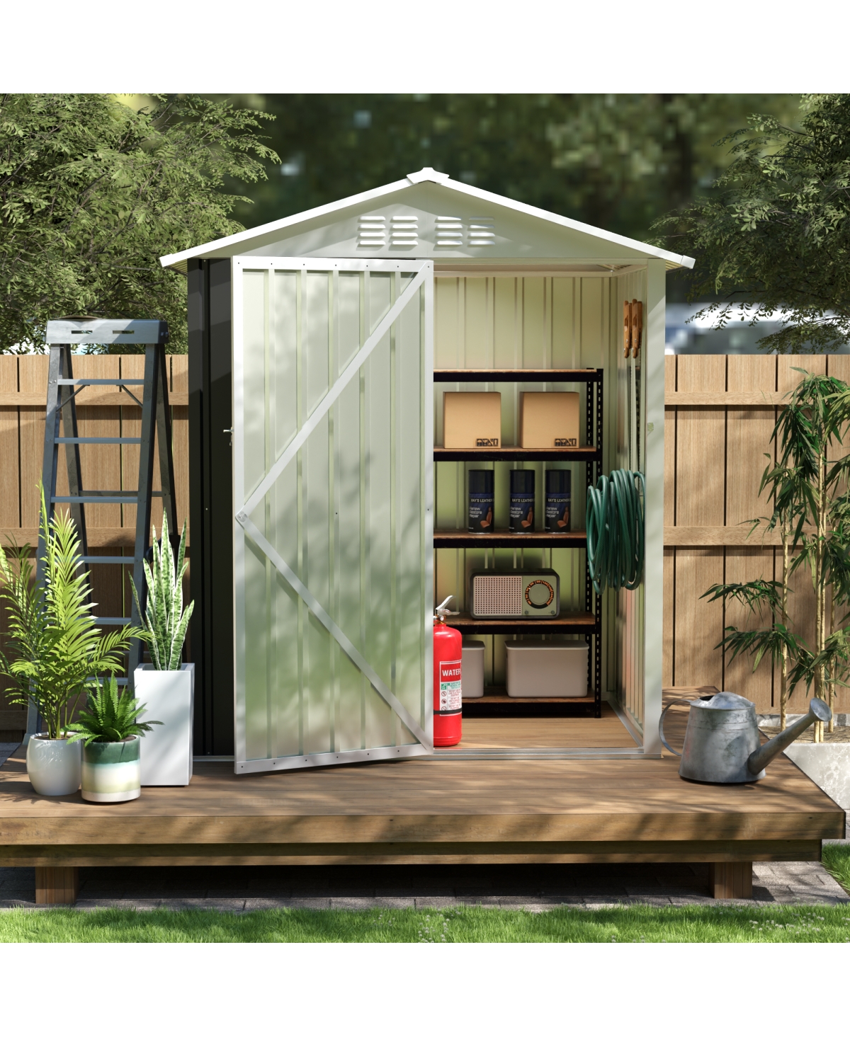 Streamdale Furniture Outdoor Storage Shed with Hinge Door for Backyard & Lawn