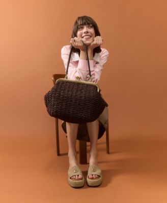 Kisslock Medium Straw Frame Bag 27