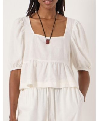 Women's Alva Puff Sleeve Linen Beach Top