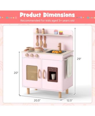 Kids Wooden Toy Kitchen Playset with Working Ice Maker