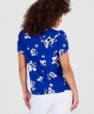 Petite Printed Tulip-Sleeve Top