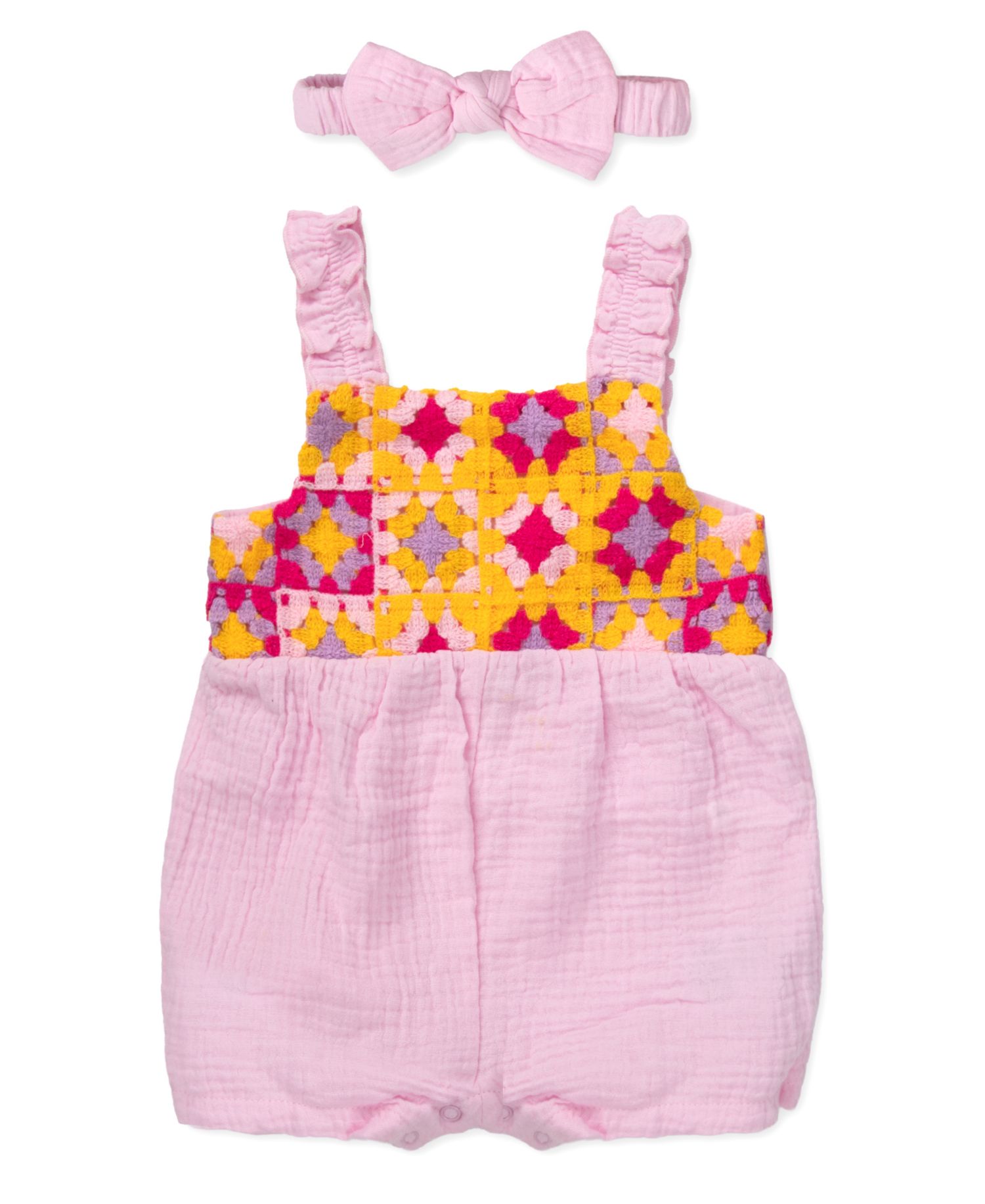Baby Girls' Crochet Romper & Headband, 2-Piece Set