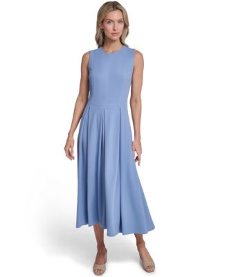 Women's Sleeveless Pleated Midi A-Line Dress