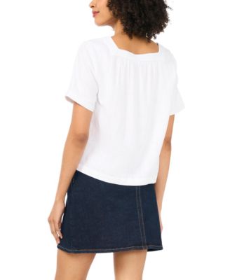 Women's Square Neck Flutter Sleeve Blouse