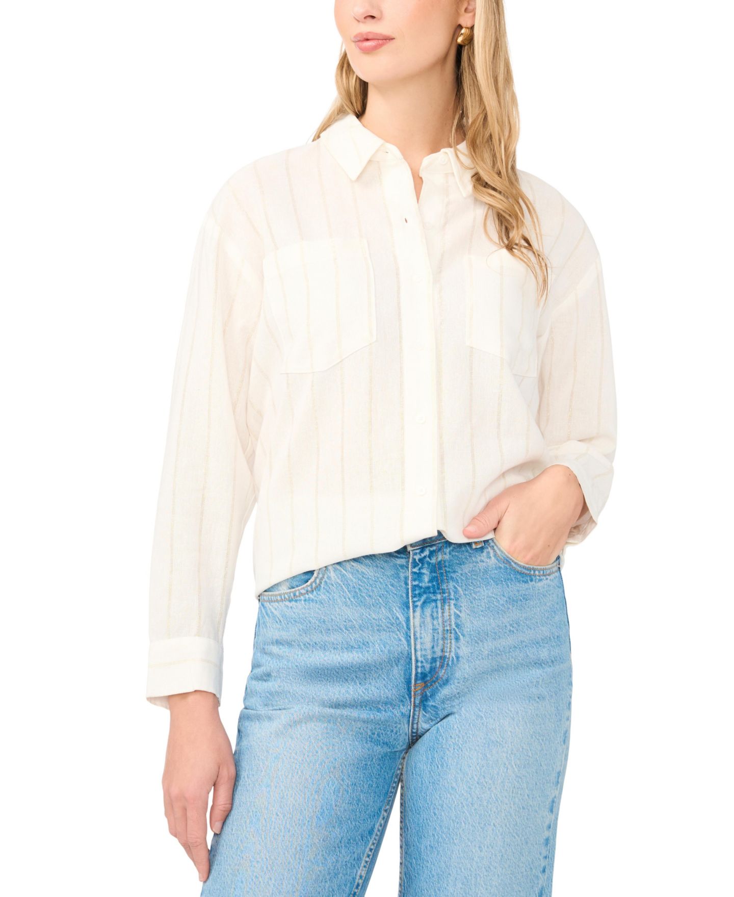 Женская рубашка Vince Camuto Long-Sleeve, цвет: Слоновая кость — фото 1