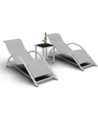 Outdoor Chaise Lounge Chairs Set of 3, Heavy-Duty Sunbathing Loungers for Poolside, Backyard