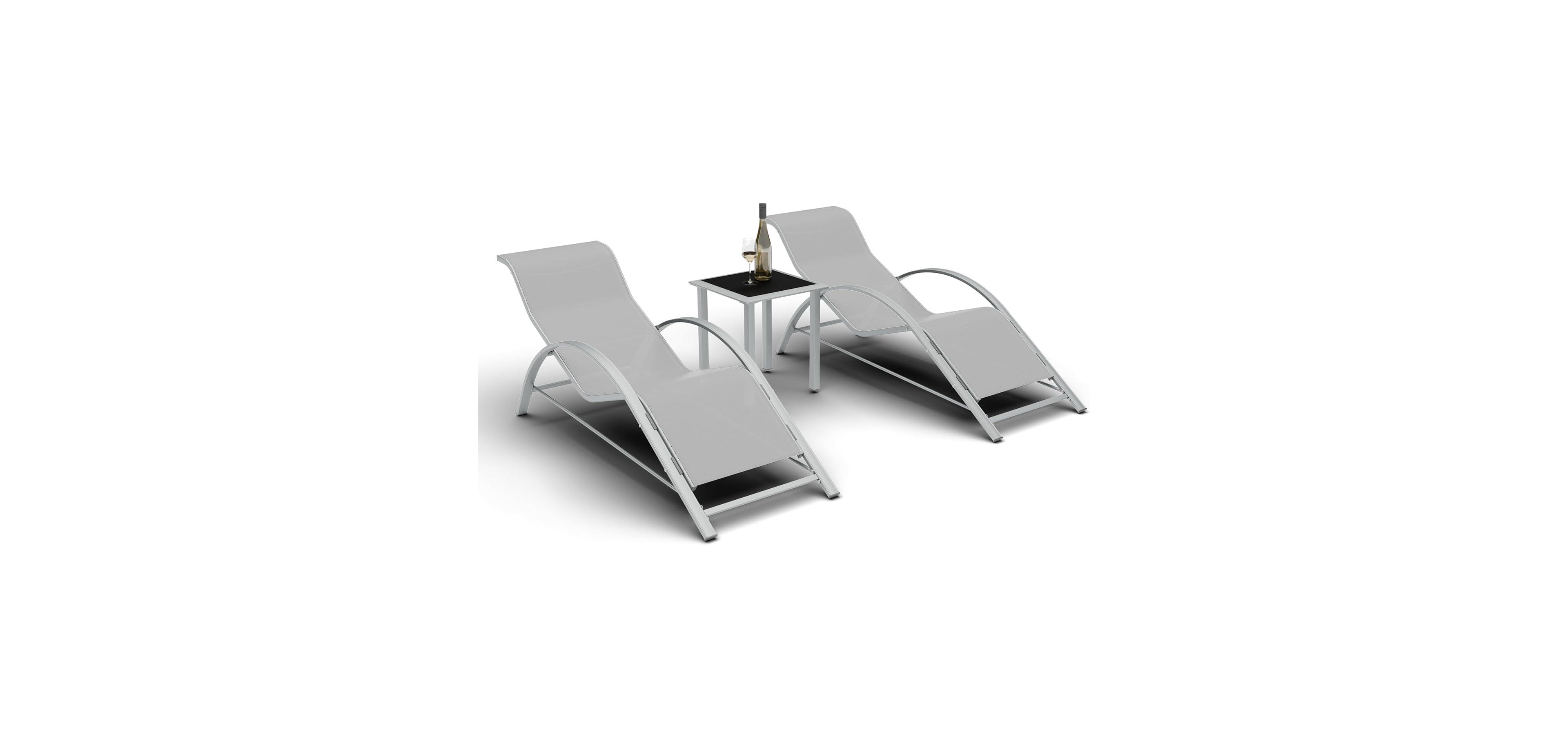 Gaomon Outdoor Chaise Lounge Chairs Set of 3, Heavy-Duty Sunbathing Loungers for Poolside, Backyard