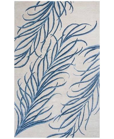 Kas Bob Mackie Home 1010 Ivory/Blue Plume Area Rugs