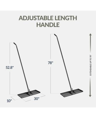 Lawn Leveling Rake, 30” x 10”, Extra Long 78” handle Heavy Duty Landscape