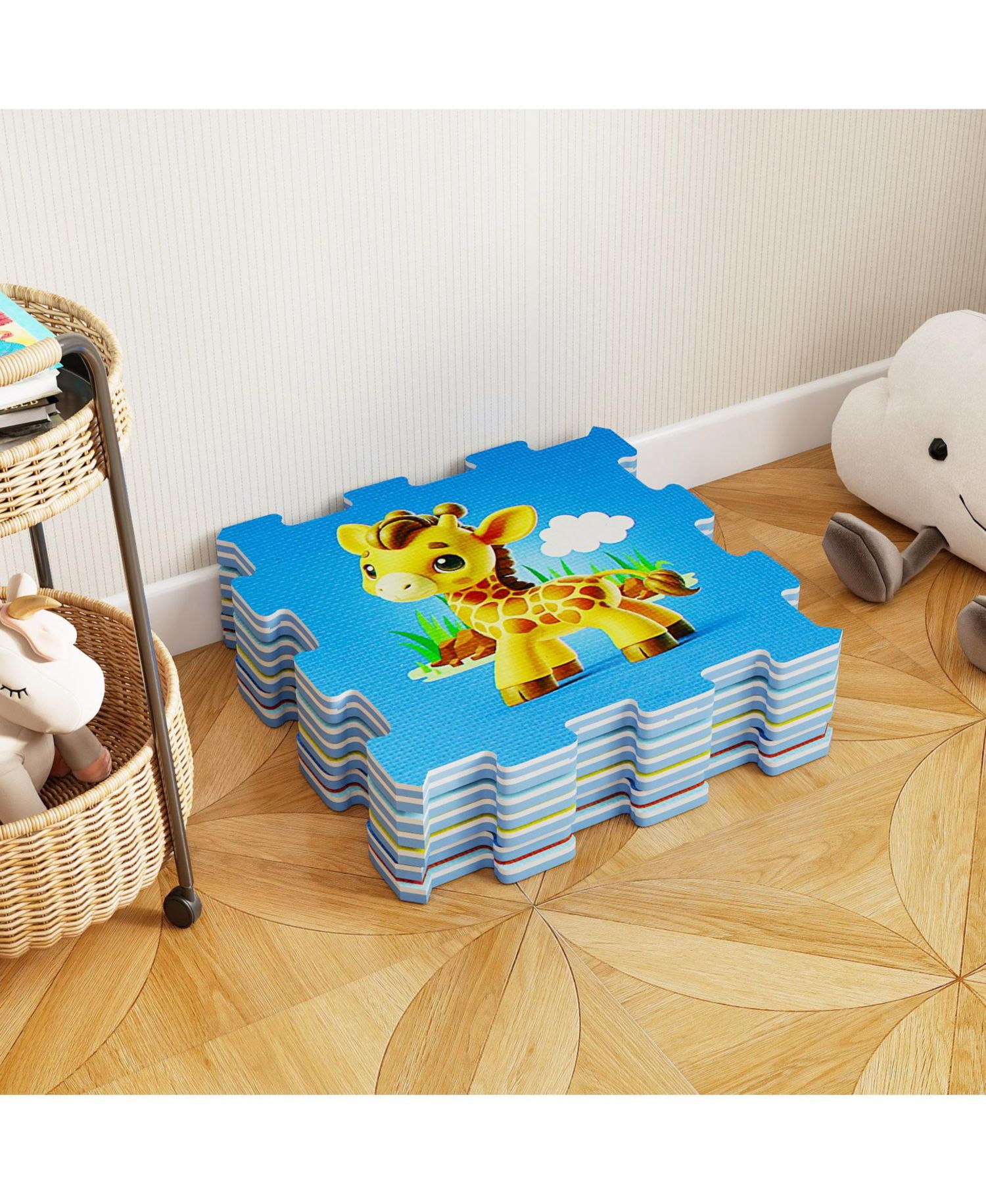 8 Pieces Educational Animal Foam Play Mat for Babies