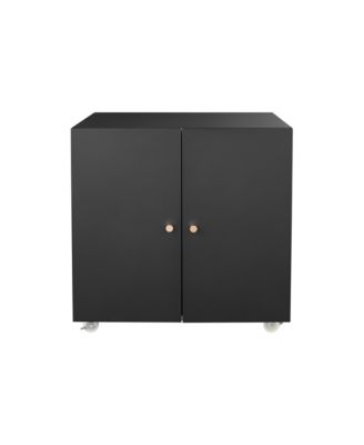 File Cabinet on Wheels, Mobile Metal Printer Stand with 2 Doors and Adjustable Shelf for Home Office, Small Spaces - Black