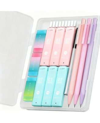 0.7mm Mechanical Pencil Set, 3PCS Mechanical Pencils with HB Lead Refills, Pastel Eraser Set and Eraser Refills for Writing, Art Drawing