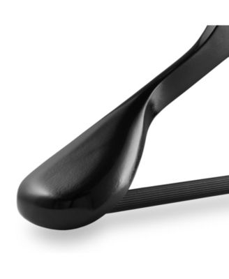 Wide Shoulder Wooden Suit Hangers, Non-Slip Pant Bar & Swivel Hook, Walnut - Set of 6