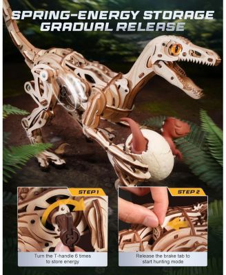 Walk Dinosaur Toys 3D Wooden Puzzles, Mechanical Wood Model Kits, DIY Crafts Kits Educational Toys Dino Collection Birthday Gift Teen Adult