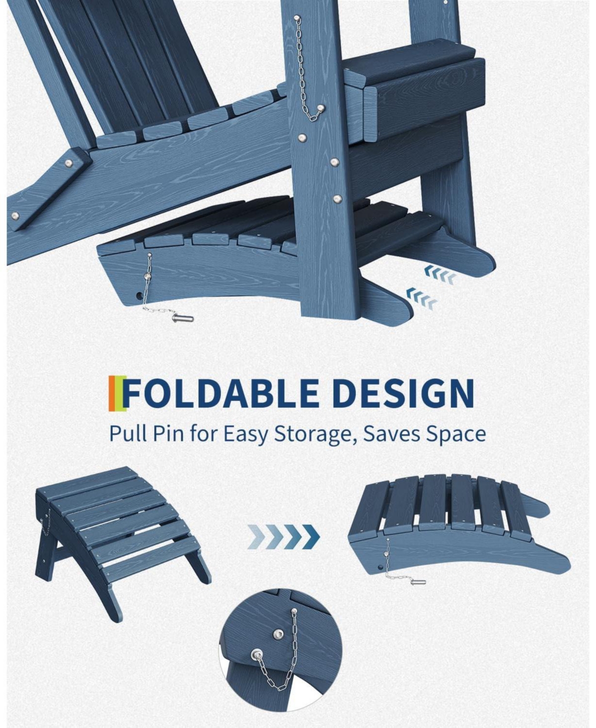 gaomon Folding Adirondack Ottoman Set of 2 - Hdpe All-Weather Outdoor Footrests for Patio, Deck, Lawn, Poolside