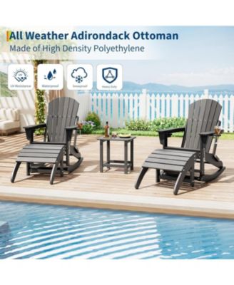 HDPE Adirondack Ottoman Foot Rest, Weather Resistant Outdoor Footstool for Adirondack Chair