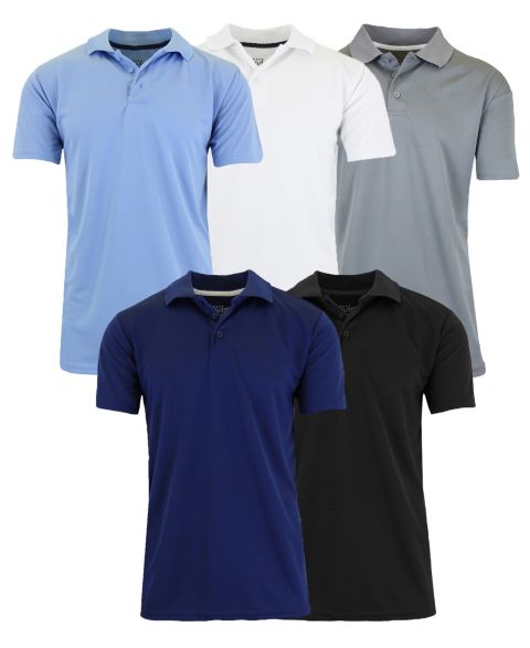 Мужские поло Galaxy By Harvic Regular-Fit Moisture-Wicking Polo Shirt, 5-Pack, цвет: Синий белый серый королевский синий чёрный