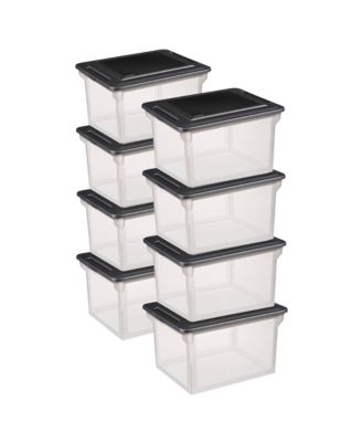 File Box, Clear Bankers Box, Organizer Storage Tote w/ Lid (8 Pack)