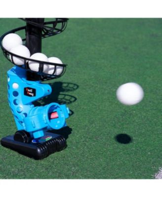 Portable Baseball Pitching Machine with Bat and 12 Training Balls Battery Powered with 3 Adjustable Launch Angles for Kids and Beginners