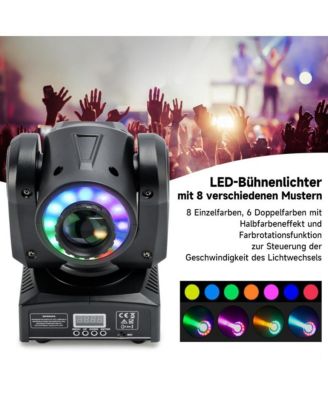 100W RGBW Moving Head Stage Light with Dynamic Pattern & Rainbow Effects, Sound/DMX Ready