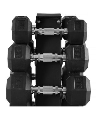 BalanceFrom Dumbbell Set with Stand, Rubber Encased Home Gym Hand Weights, 100lb