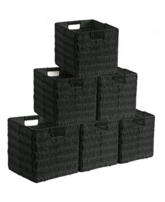 6 Pack Paper Wicker Storage Cube Bin Shelf Basket
