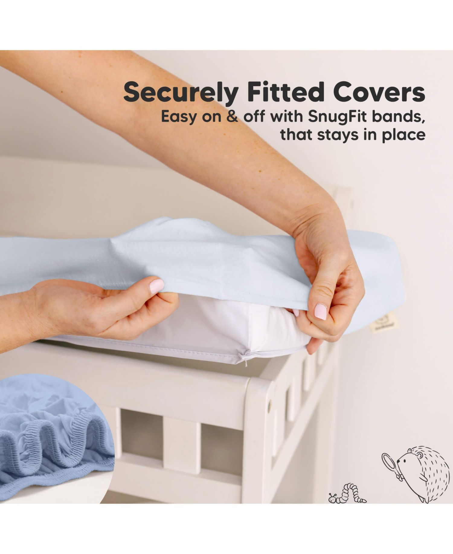 2pk Soothe Changing Pad Covers for Girl, Boy, Soft Cotton Contoured Diaper Changing Table Pad Covers