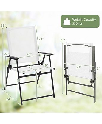 2-Piece Patio Folding Chairs High Back Dining Chair Set w/ Weather-resistant Fabric