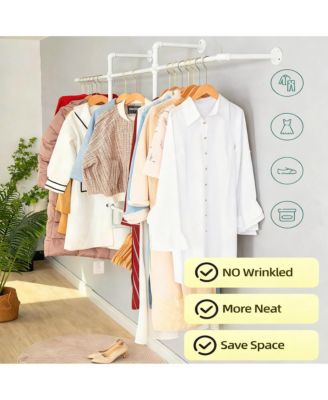 Industrial Metal Pipe Wall Garment Rack with 4 Bars