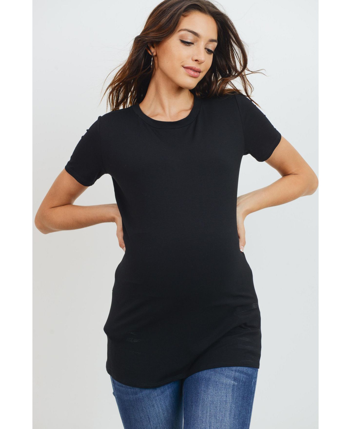 Женские футболки Hello Miz Maternity Short-Sleeve Crewneck T-Shirt Top, цвет: Чёрный — фото 1