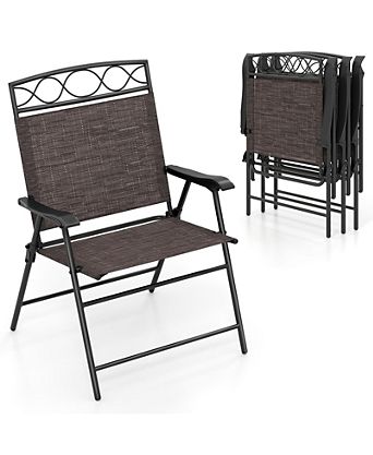4 Pack Patio Folding Chairs Outdoor Dining Chairs w/ Backrests and Armrests