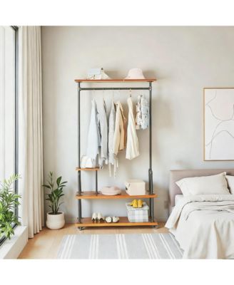 Heavy Duty Industrial Pipe Garment Rack with Wheels for Home and Office