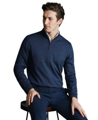 Men's Long Sleeve Quarter-Zip Merino Wool Sweater